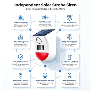 Système d'alarme extérieur sans fil WALE anti-vol à énergie solaire IP65 avec détecteur <span class=keywords><strong>de</strong></span> mouvement infrarouge et sirène stroboscopique - Product Image 6