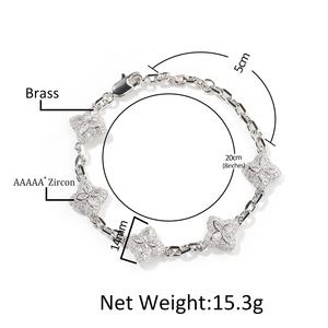 <span class=keywords><strong>Bracciale</strong></span> UWIN Piccolo con Zirconi Cubici <span class=keywords><strong>Rosa</strong></span> e Verdi, Catena a Maglie con Quadrifoglio in Zirconia Cubica 5A per Donne - Product Image 5