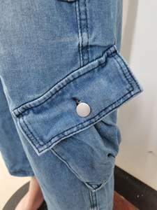 स्टीरियोस्कोपिक जेट्स जींस पैंट के साथ चौड़े पैर पैंट महिला ठोस डेनिम पैंट मोटी महिला - Product Image 3