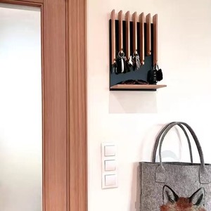 Wooden <b>Wall</b> <b>Mounted</b> Key Rack With <b>Shelf</b> For Entryway Storage And Organization - Product Image 1