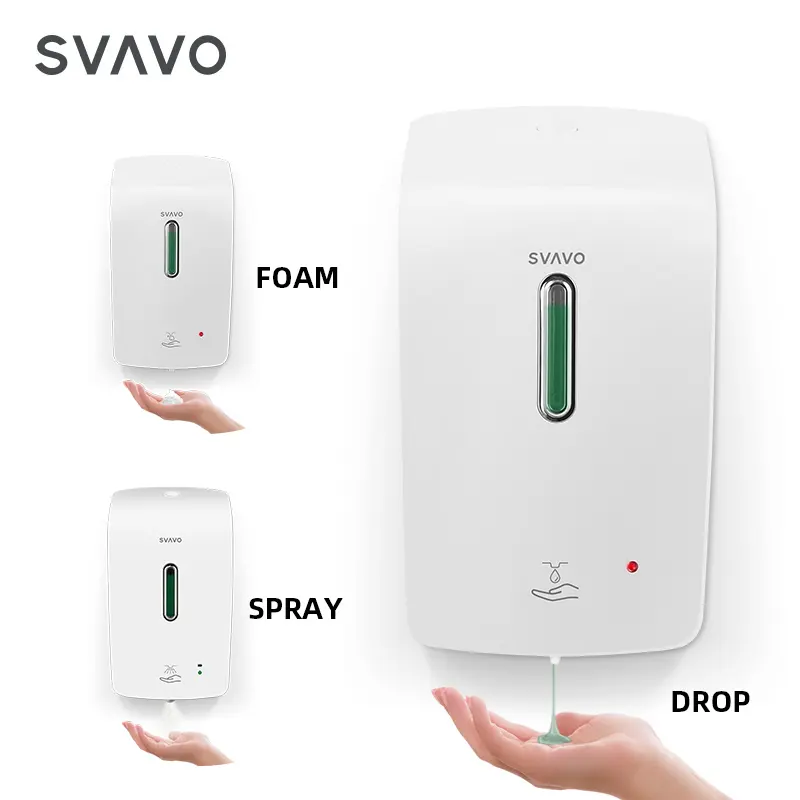 SVAVO特許自動バスルームタッチレス壁掛けアルコールスプレー液体フォームジェル消毒剤ポンプ自動石鹸ディスペンサー