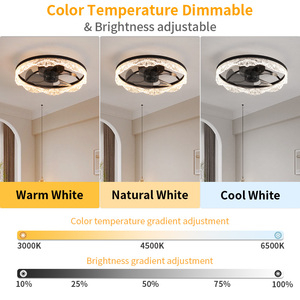 Ventilador de Techo LED Inteligente Moderno para Dormitorio, de Aluminio, 19.7 Pulgadas, 5 Aspas, Motor de CC, 6 Velocidades, Funcionamiento Silencioso, Regulación Infinita, Control Remoto - Product Image 3