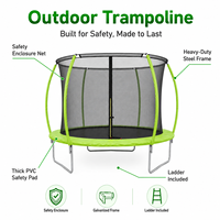 Trampoline professionnel avec filet de sécurité, logo personnalisé, 10 pieds, 12 pieds, vert, pour enfants, aire de jeux extérieure