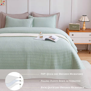 Chino barato rey blanco impermeable mezcla de microfibra de poliéster multi-aguja acolchado reina colcha edredones juego de cama - Product Image 3