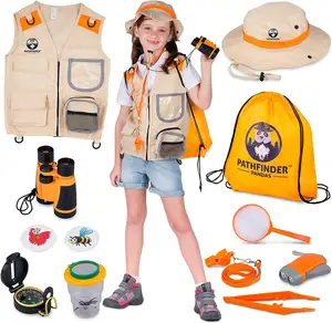 Kids Explorer комплект с Сафари жилет и головному убору при-Бесплатная доставка на открытом воздухе подарки игрушки для От 3 до 12 лет, для мальчиков и девочек