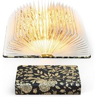 Lampe de lecture florale noire et or, LED 3 couleurs, rechargeable par USB, portable, pliable, commande tactile, lampe de chevet pour la lecture à la maison, lampe de bureau