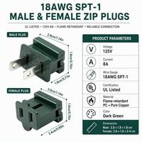 Connecteur rapide mâle-femelle pour guirlande lumineuse de sapin de Noël SPT-1W