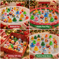 Canard en caoutchouc de Noël de 2,3 pouces, jouet coloré pour le bain, canards flottants de Noël, animaux de dessin animé, jeu aquatique, cadeau de fête, décoration