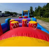 Parcours d'obstacles gonflable coloré pour jeux de défis de grande taille, location de jeux de fête unisexe commerciaux