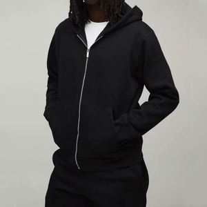 Ensemble de survêtement deux pièces pour homme, noir, basique, uni, avec sweat à capuche zippé et pantalon de jogging - Product Image 3