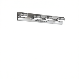 Lámpara de Vanidad LED Moderna de 18W con 4 Luces, 28 Pulgadas, Cromada, de Montaje en Pared, para Espejo de Baño, Luz Blanca Cálida, Regulable - Product Image 1