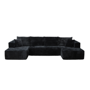 Ensemble de canapés modulaires en forme de U, design moderne minimaliste en velours côtelé, aucun assemblage requis, confortable pour appartement et hôtel - Product Image 6