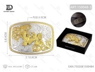 Fibbia per cintura grande in argento e oro, rotonda e quadrata, 5,0 cm, per uomo e donna - Product Image 1