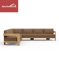 Mobilier d'extérieur scandinave Patio canapés imperméables en teck patiné Villa mobilier d'extérieur jardin ensemble de canapés en bois massif