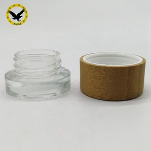 Vetro rotondo trasparente 5g barattoli di concentrato ermetico a prova di bambino tappo di bambù contenitore da 9ml Mini vasetti di vetro