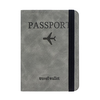 Porte-passeport tendance transfrontalier en cuir PU, multifonctionnel, avec porte-monnaie et porte-cartes SIM, couleur unie, motif avion