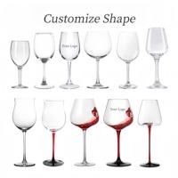 Gelas Anggur Merah Kristal Modern Mewah, Cangkir Anggur Klasik Elegan, Gelas Anggur Bertangkai Kustom, Gelas Burgundy