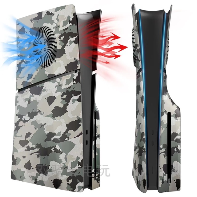 Camouflage Replacement Shell for PS5 Slim Console Plastic Protective Hard Case with Cooling Holes