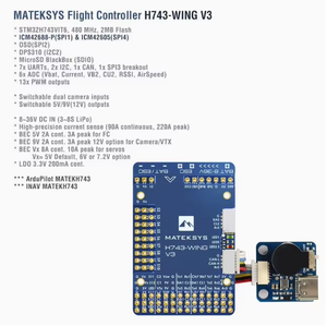 Matek chuyến bay điều khiển H743-WING V3 FC Stack icm42605 h743 chuyến bay điều khiển cho multirotor RC FPV bay không người lái phụ kiện - Product Image 4