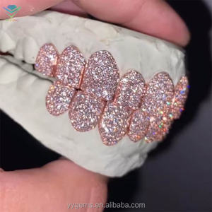 Hiphop Jewelry 925 Sterling <b>Silver</b> Gold Plated Custom Diamond Grillz For Teeth Iced Out VVS D Color Moissanite Grillz for Men - Product Image 3