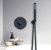 Douche à main thermostatique en laiton noir à 2 trous avec pommeau de douche pluie et massage pour baignoire, idéale pour la maison, l'appartement et l'hôtel
