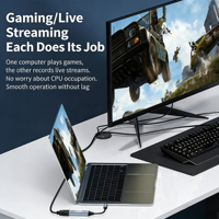 USB3.0 High-Speed Audio Video Capture Card HDTV 4K 30Hz for Gaming & Live Streaming Compatible Cameras Laptops 1080p Resolution