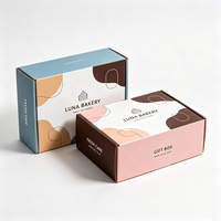 Boîte cadeau personnalisée avec logo, vente en gros, OEM, ODM, design gratuit, thème marin, voilier, vague, biscuits, avec sac en papier, ensemble d'emballage pour desserts côtiers