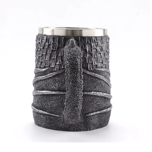 Özelleştirme paslanmaz çelik bira kupası 3D reçine ejderha heykel kolu içme fincan Viking şık kahve kupa Drinkware - Product Image 5