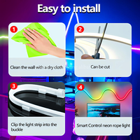 Bande lumineuse LED RGB intelligente pour Noël, néon de plafond découpable USB WS2811 PVC, étanche IP67 pour l'éclairage paysager domestique