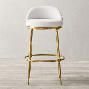 Customize Minimalist <b>Bar</b> Chair Hand Forged Golden Metal Hammered White Gold Outdoor Restaurant Home Dining <b>Stool</b> Italian Elegant - Product Image 1