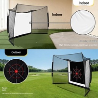 Cage de simulateur de golf professionnelle avec écran de projection d'impact, filet de frappe pour entraînement à domicile en intérieur, aide à l'entraînement haute résistance