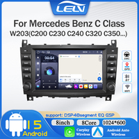 Autoradio Android 15 LELV pour Mercedes Benz Classe C W203 (C200 C230 C240 C320 ..) - GPS, écran tactile, Wi-Fi intégré, audio