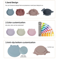 Ensemble de bols, assiettes et cuillères pour bébés certifiés LFGB CPC sans BPA, ensemble d'alimentation pour bébés en silicone personnalisé avec ventouse