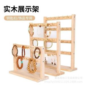 Wooden Jewelry Rack With Hooks 18 Hooks Three Layers <b>Desktop</b> Display <b>Stand</b> For Earrings Bracelets Storage Organizer - Product Image 5