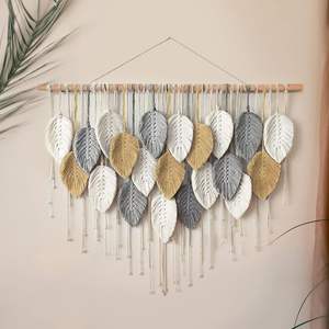 <span class=keywords><strong>Tapisserie</strong></span> murale en macramé nordique de haute qualité, en coton tissé, avec motif de feuilles, pour la décoration de l'appartement <span class=keywords><strong>et</strong></span> de la maison - Product Image 2