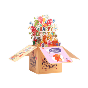 お誕生日アニマル3Dボックスデスクトップデコレーション紙カット3Dグリーティングカード祝福と感謝メッセージグリーティングカード - Product Image 6