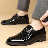 Chaussures habillées d'hiver pour hommes, style business, à plateforme, à lacets, respirantes, tendance, en cuir véritable, antidérapantes