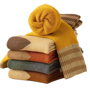 Thermal Women's Mid-Calf <b>Socks</b> Color-Blocked Stripes And Checks Polyester Warm <b>Winter</b> Casual <b>Socks</b> - Product Image 5