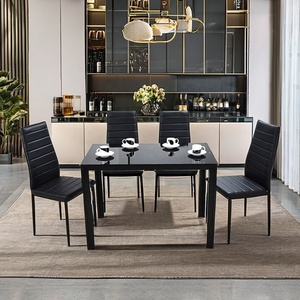 Ensemble <span class=keywords><strong>de</strong></span> table à manger moderne <span class=keywords><strong>de</strong></span> luxe <span class=keywords><strong>6</strong></span> places en verre <span class=keywords><strong>noir</strong></span> <span class=keywords><strong>et</strong></span> <span class=keywords><strong>blanc</strong></span>, meubles pour la cuisine <span class=keywords><strong>et</strong></span> la salle à manger, 4 à <span class=keywords><strong>6</strong></span> chaises - Product Image 4