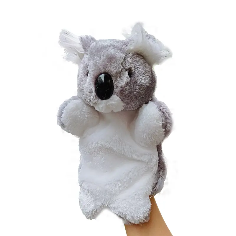 Customized Gray Imaginative Pretend Play Plush Animal Toys Koala Bear Hand Puppets Stocking with Filling Cartoon Pattern