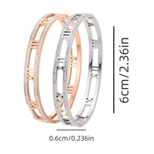 Braccialetto di gioielli in acciaio al titanio di alta qualità placcato in oro Versatile e Non sbiadito braccialetto digitale romano delle donne - Product Image 2