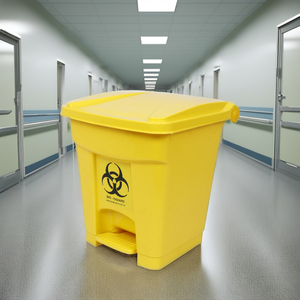 <b>Red</b> Rectangular Plastic Bio Hazard Waste Storage Bucket 20L with Foot Pedal for Medical Use in Hospital Indoor Settings - Product Image 4