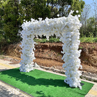 Bunga Kain Sutra Buatan SPR Mawar Hydrangea Tanaman Hijau Dinding Bunga Latar Belakang Gaya Bohemian Pesta Hari Ibu Natal