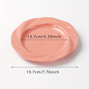 Plato de Cena Estilo Crema con Borde Festoneado Floral, Plato Redondo de Melamina Colorido para Ensalada, para Uso en el Hogar, Cocina, Restaurante y Fiestas - Product Image 3