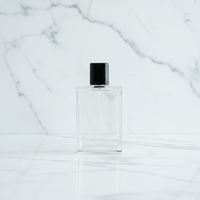 Flacon de parfum en verre unique, transparent, de qualité supérieure, vide, avec pompe pulvérisatrice, rechargeable, sérigraphié, 100 ml
