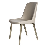 Chaise de salle à manger en métal de style nordique avec revêtement en cuir, design minimaliste moderne, dossier, pour usage domestique