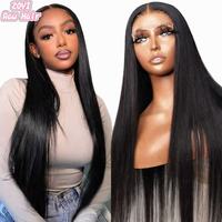 Perruque brésilienne vierge lisse 13x6 en dentelle HD transparente, pré-épilée avec baby hair, 15A, sans colle, avec cordon de serrage, pour femmes noires