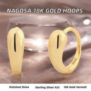 Pendientes de Aro Huggie de Plata de Ley 925 de Alto Brillo, Sin Níquel, Bañados en Oro, Diseño Articulado, Joyería Diaria para Mujer, Regalo, Venta al por Mayor - Product Image 2