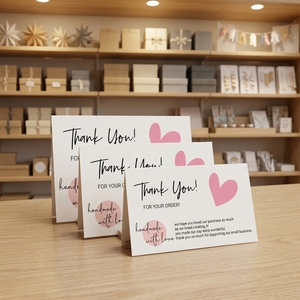 Biglietti di ringraziamento personalizzati in cartoncino bianco per ordini - Stampa logo all'ingrosso - Product Image 1