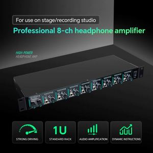 Amplificador de Distribución de Auriculares Profesional de 1u y 8 Canales HA800 V2 para Monitores de Estudio y Escenario - Product Image 2